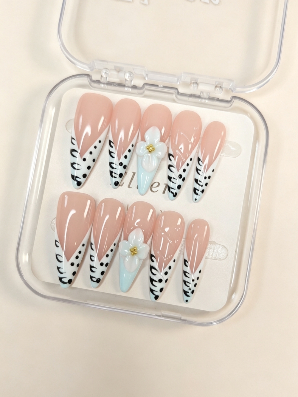 Stylish Zebra Print Stiletto Handmade Press On Acrylic Nails